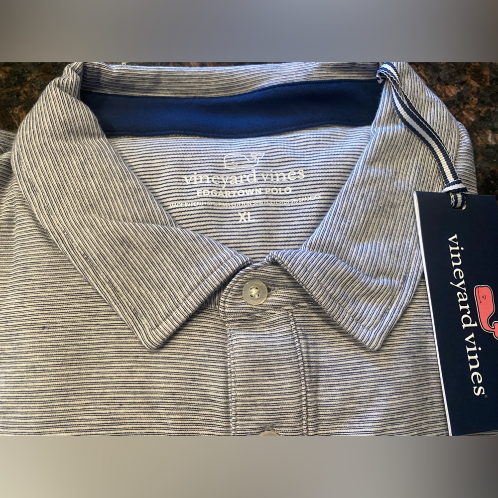 NWT! Vineyard Vines Men’s Edgartown Seawall Solid Polo, in Deep Bay, XL - Picture 4 of 7